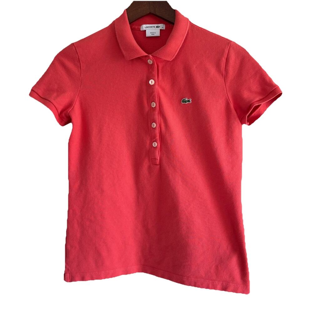 Lacoste Women’s Size 38 Red Short Sleeve Polo Shirt Preppy US Size 6-8